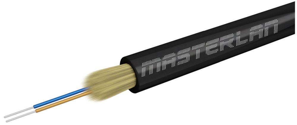 Masterlan DROPX universal fiber optic drop cable - 2F 9/125, SM, LSZH, black, G657A2, 500m 