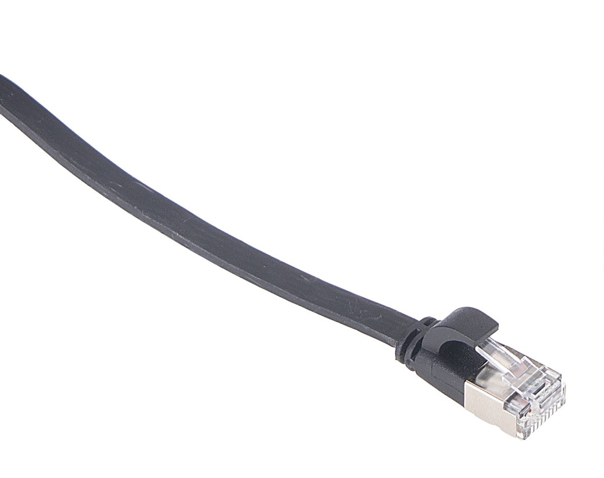 Masterlan comfort patch cable U/FTP, flat, Cat6A, 1m, black, LSZH
