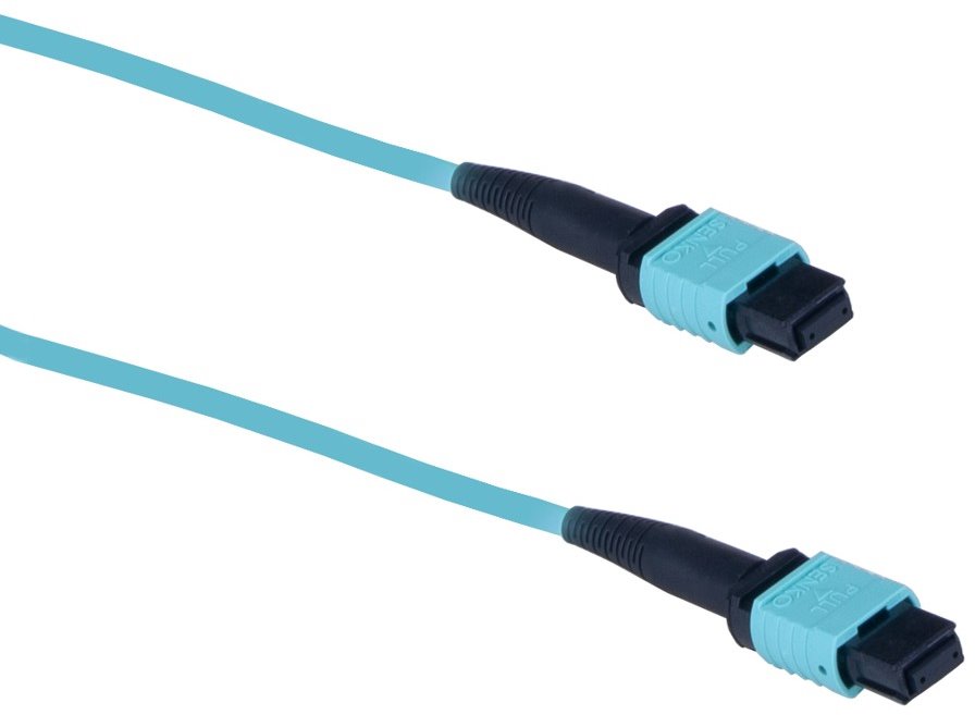 Masterlan fiber optic MPO patch cord, MPOupc/MPOupc, female, MM, OM3, 12 fibers, Type B, 1m