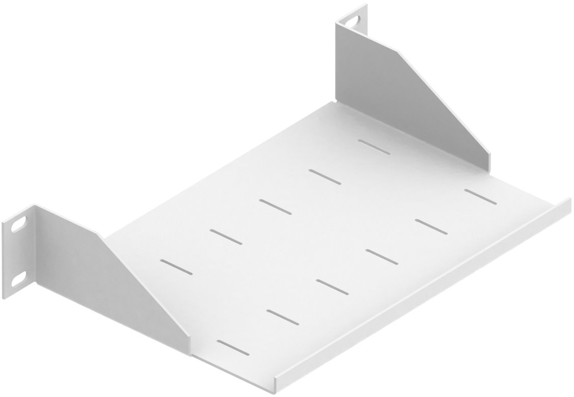 Masterlan fixed perforated shelf, 1U, 10", 150mm, gray