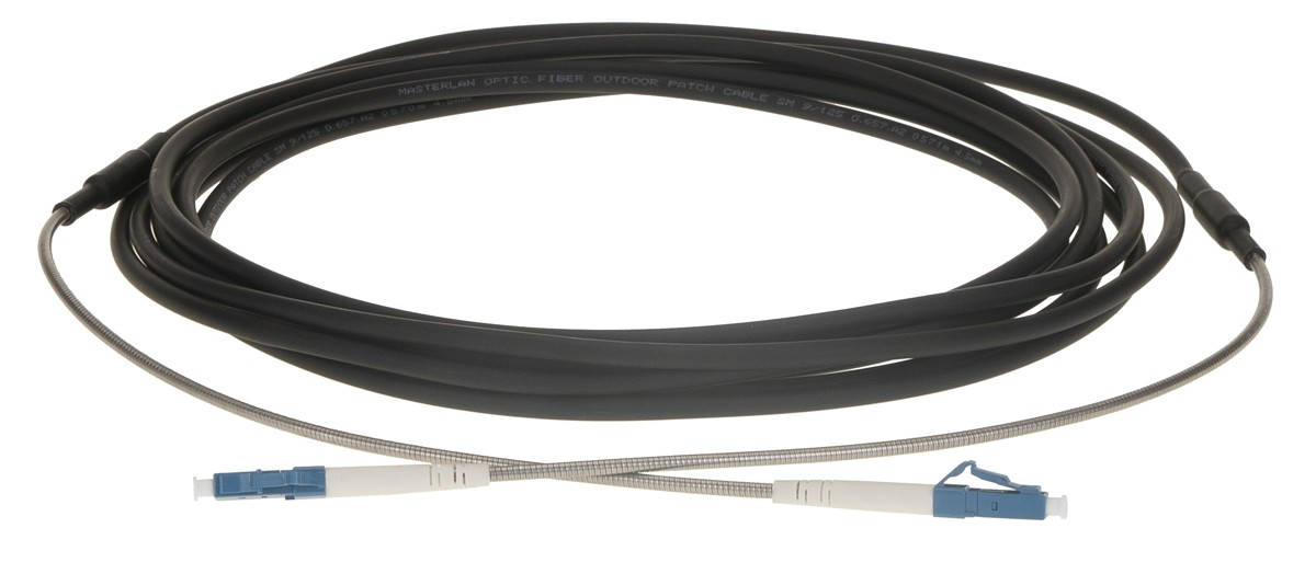Masterlan AE fiber optic outdoor patch cord, LCupc/LCupc, Simplex, Singlemode 9/125, 50m