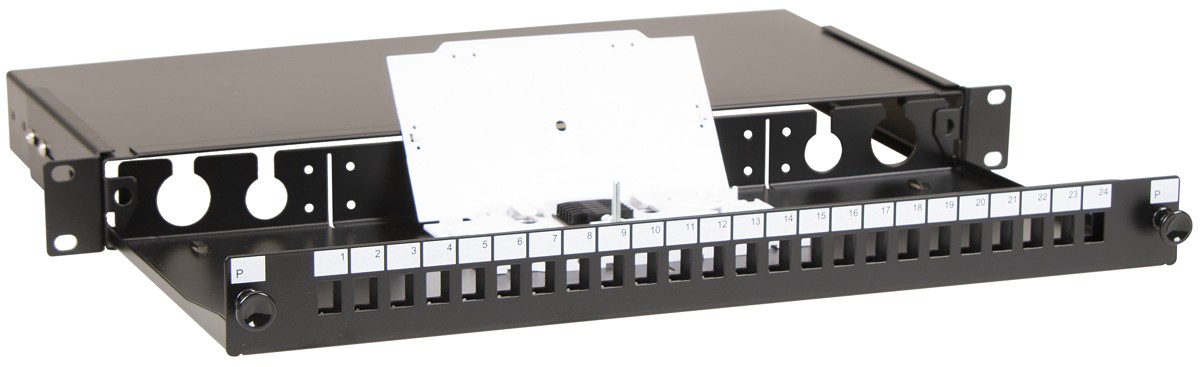 Masterlan ODF 24x SC Simplex, optic enclosure with patch panel and splice tray, 1U, 19", black