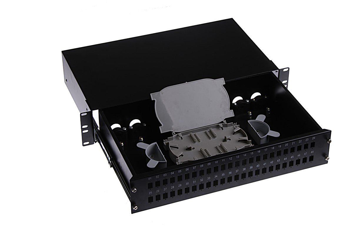 Masterlan ODF 48x SC Simplex, optic enclosure with patch panel and splice tray , 2U, 19", black