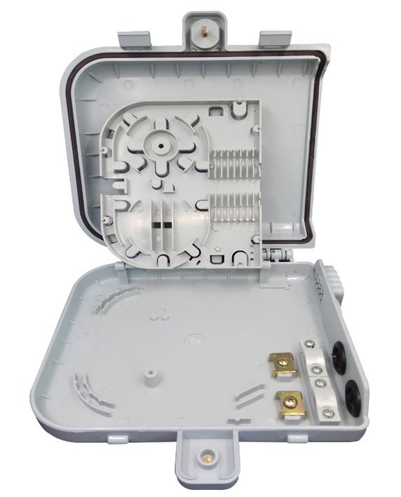 Masterlan FTTH fiber optic terminal box for 8x SC, including splice tray and couplers, grey