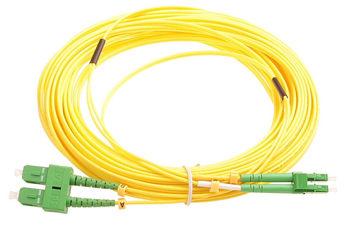 Masterlan fiber optic patch cord, LCapc-SCapc, Singlemode 9/125, duplex, 15m