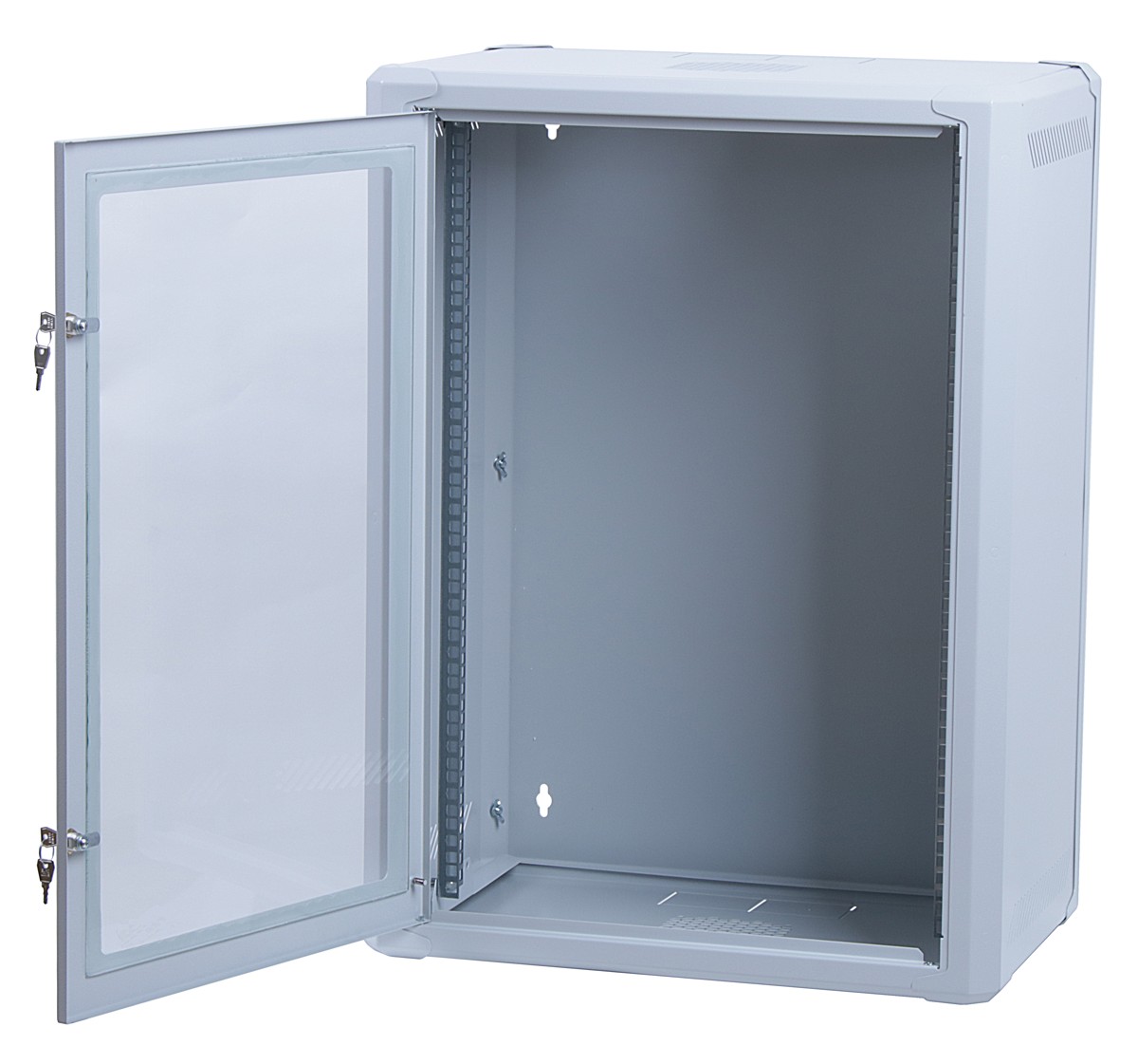 Masterlan one-piece rack data cabinet 19" 15U/400mm, disassembled - FLAT PACK, glass door