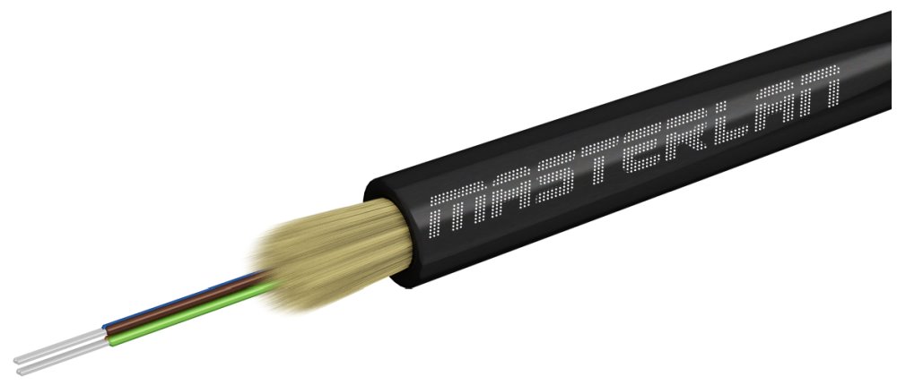 Masterlan DROPX universal fiber optic drop cable - 4F 9/125, SM, LSZH, black, G657A2, 1m 
