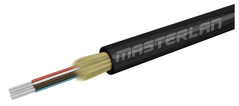Masterlan DROPX universal fiber optic drop cable - 12F 9/125, SM, LSZH, black, G657A2, 1m 