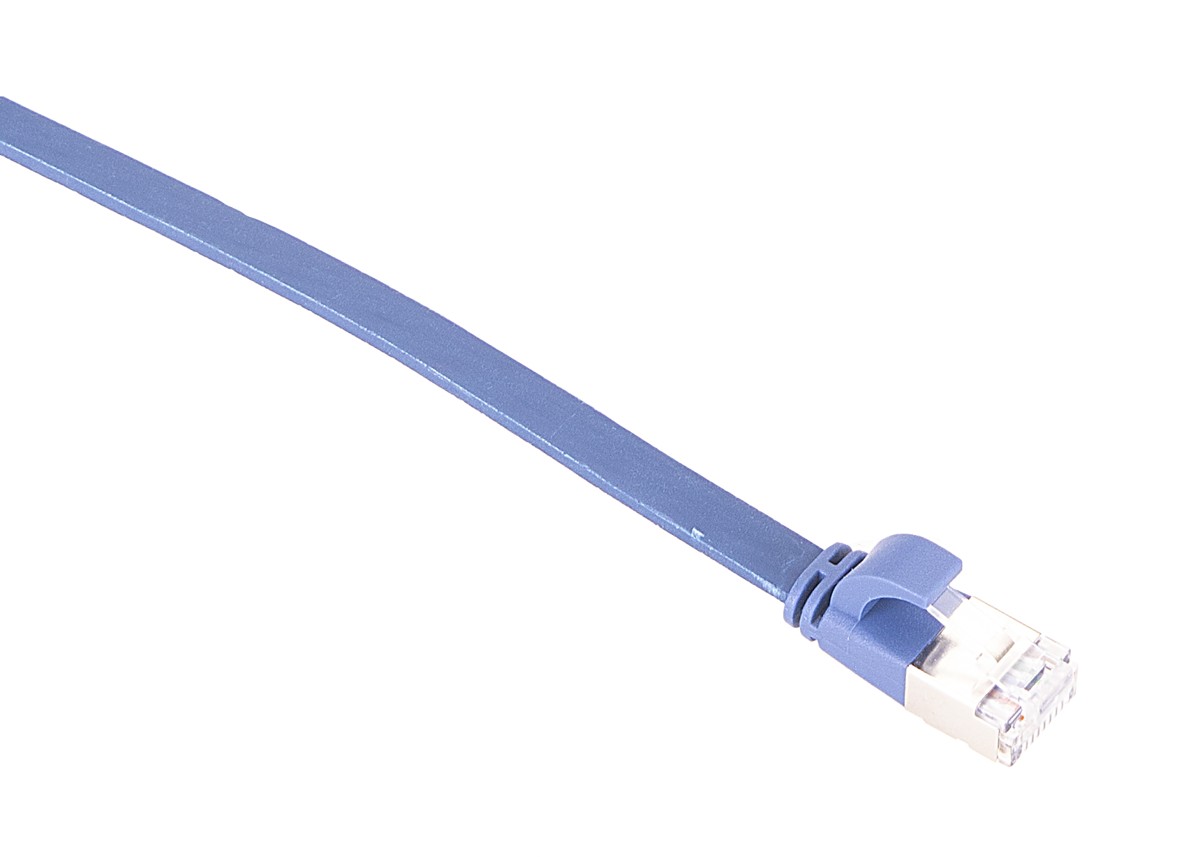 Masterlan comfort patch cable U/FTP, flat, Cat6A, 0,25m, blue, LSZH