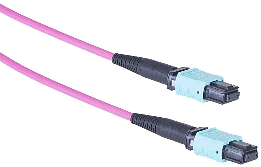 Masterlan fiber optic MPO patch cord, MPOupc/MPOupc, female, MM, OM4, 12 fibers, Type B, 1m