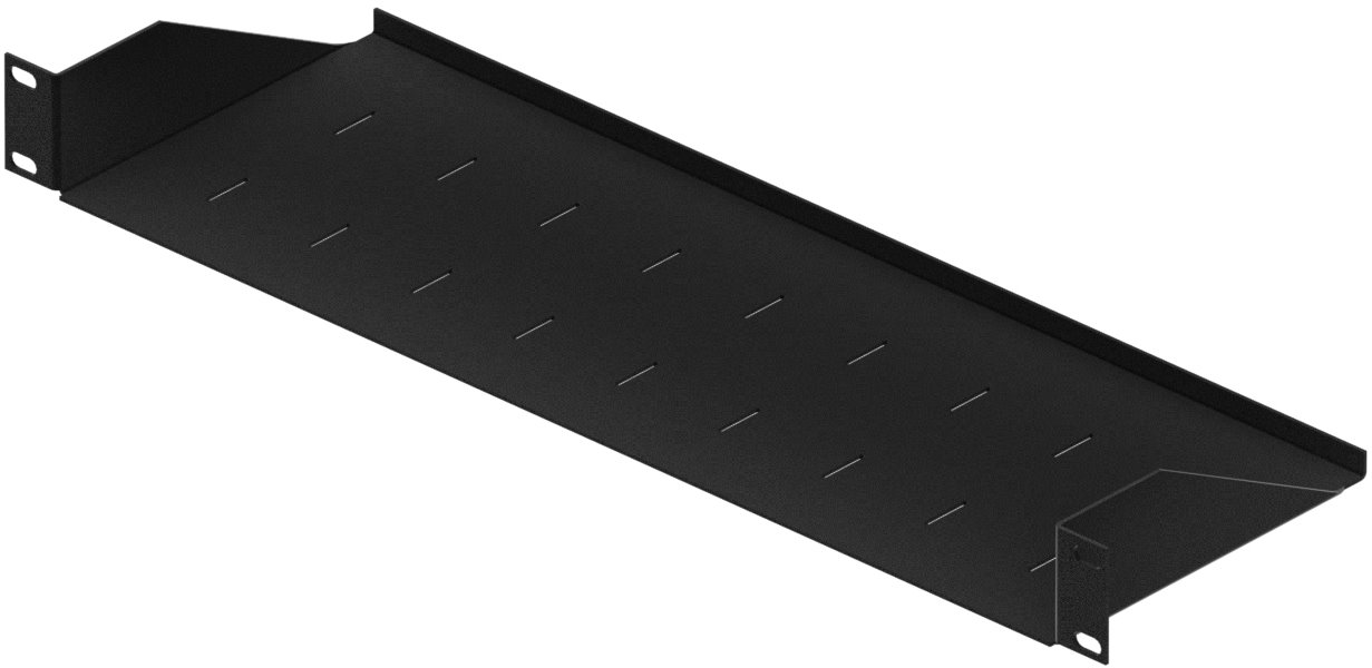 Masterlan fixed perforated shelf. 1U, 19", 150mm, load capacity 15kg, black