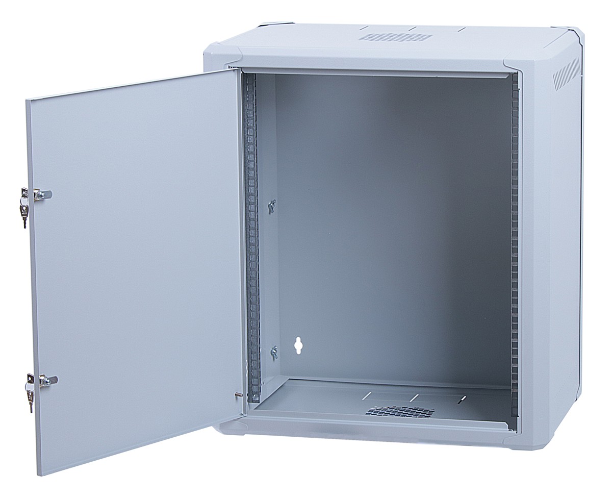 Masterlan one-piece rack data cabinet 19" 12U/400mm, disassembled - FLAT PACK, metal door