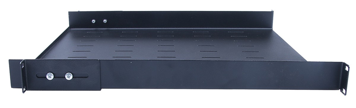 Masterlan fixed perforated shelf, 1U, 19", 450 mm, load capacity 40kg, black