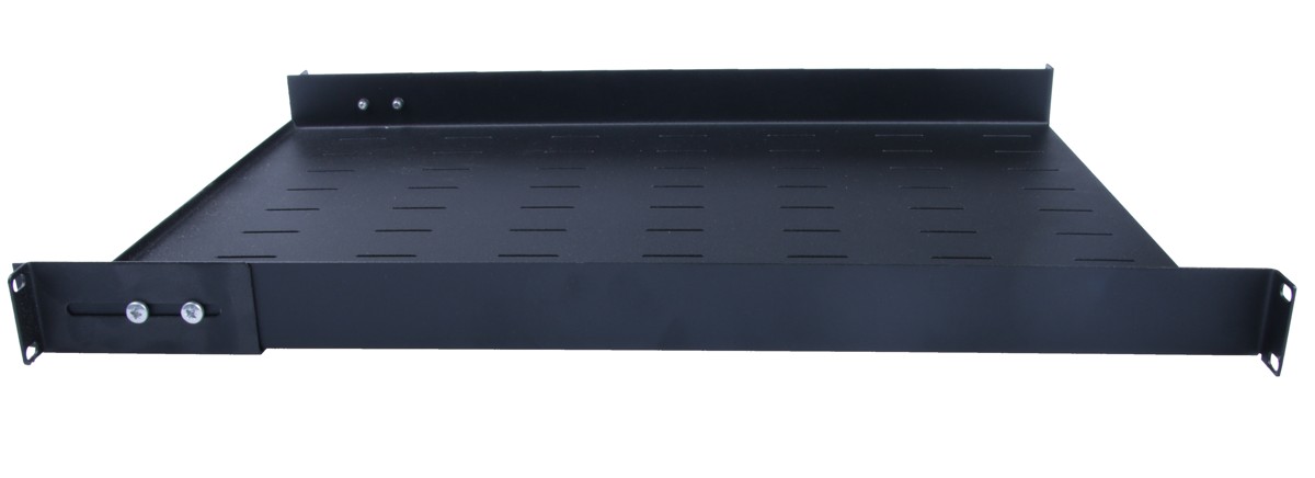 Masterlan fixed perforated shelf, 1U, 19", 550mm, load capacity 40kg, black