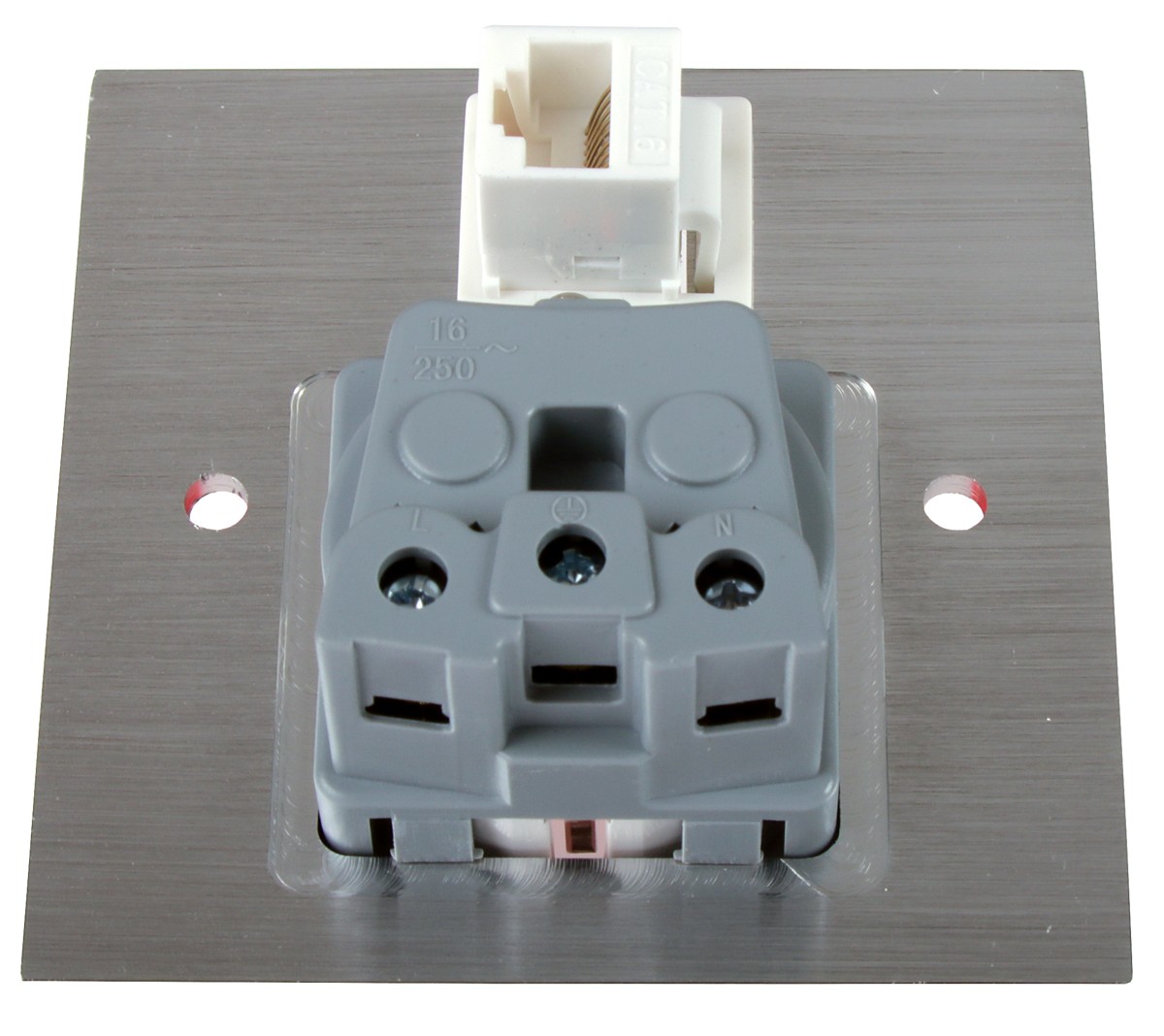 Masterlan Face plate with EU socket and 1PCS Cat.6 Coupler